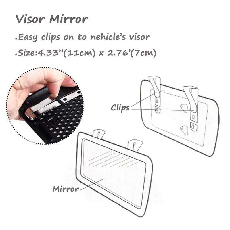 Silence Shopping Sun Visor Mirror Clip-On, Car Makeup Vanity Mirror,