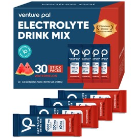 Venture Pal High Sodium Sugar Free Electrolytes Powder Packet - Hydration Packets with Vitamin, Sodium & Potassium | Zero Calories | Vegan, Keto & Paleo Friendly Electrolyte Drink Mix - 30 Sticks