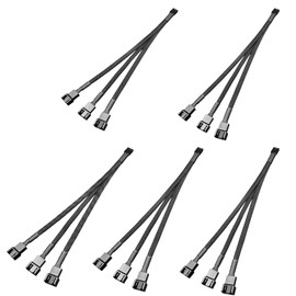 YELLOW SAND SHELL 3 Way 4 Pin PWM Fan Splitter,Adapter Cable Sleeved Braided Y Splitter PC 4 Pin Fan Extension Power Cable 1to2 1to3 1to4 (1to3-5P)