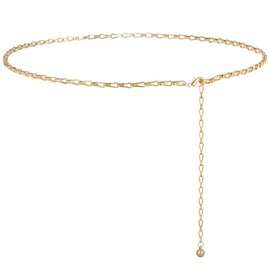 Chain Belt for Women Gold Metal Waist Chain Ladies Adjustable Body Waist Link Belts Fashion Chunky Chain Belts for Dress,59"
