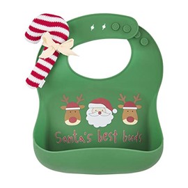 Mud Pie Christmas Silicone Bib Set, Green