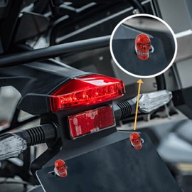 Temzzer Number Plate Screws Skull License Frame Fixings Trim Anti Theft Accessories Bolts for Most Motorcycle Car Plate, Red (4PCS)