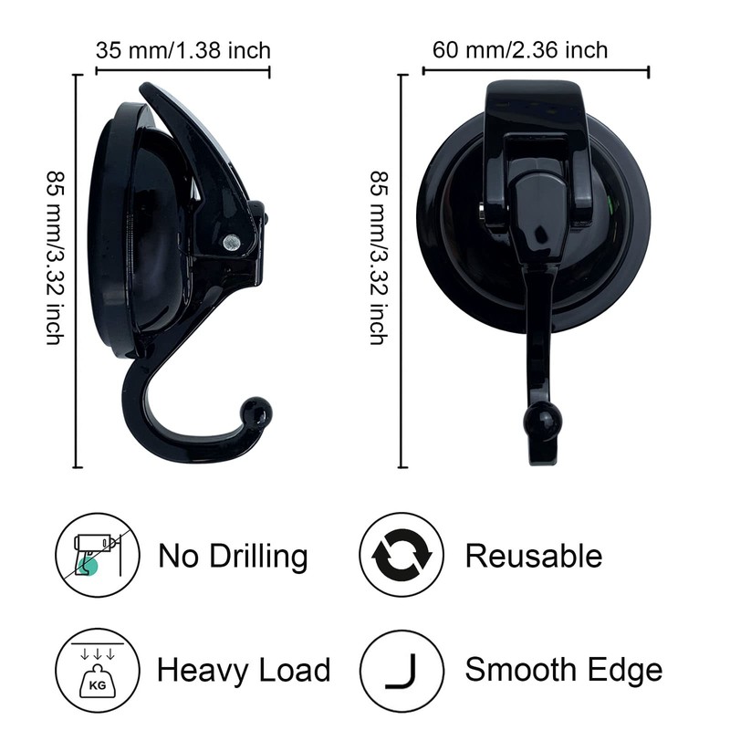 YSSILADI Heavy Duty Vacuum Suction Shower Hooks - Glass Suction