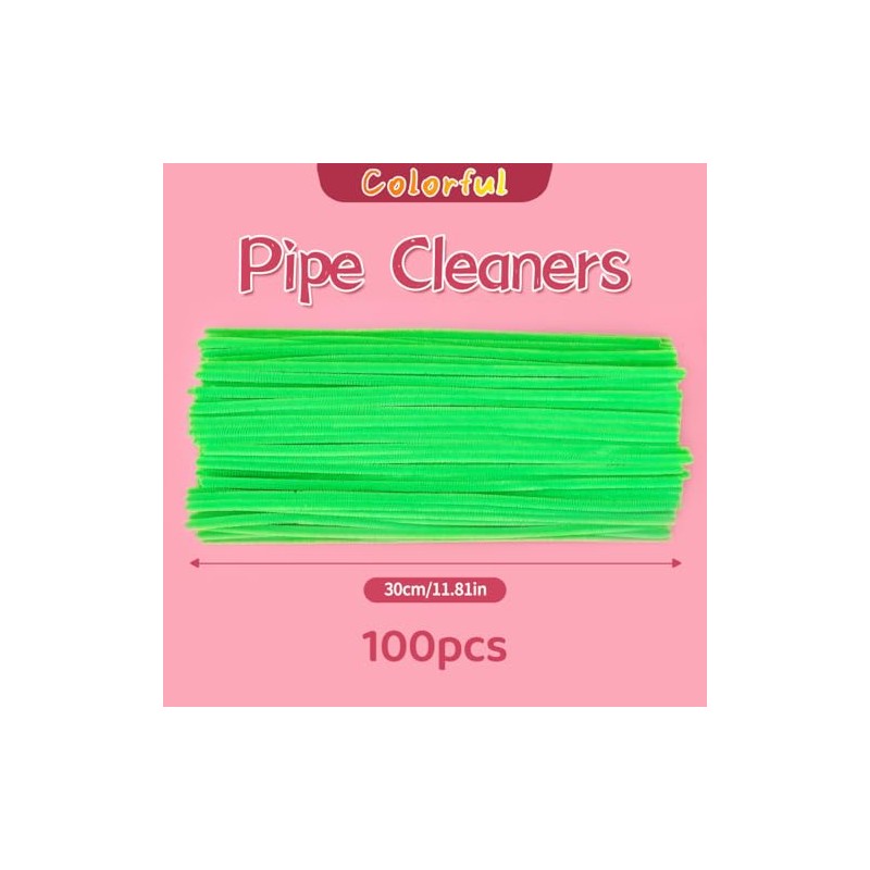 Bundooraking Apple Green Pipe Cleaners for Crafts – 12in Chenille