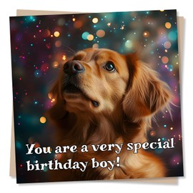 Happy Birthday Card For A Very Special Birthday Boy - Dog Lover, Party Animal, Animal Lover, Celebrations - For a Friend, Best Friend, Brother, Son, Boy, Relative, Partner