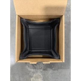 Arte & Cuoio Piombo Black Leather Tray 5.5” X 5.5” D6PIO01 Made In Italy *NEW*
