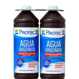 Agua Oxigenada Protec 960ml (2 Piezas) | Peróxido de Hidrógeno Multiusos | Primeros Auxilios, Desinfección, Higiene Bucal y Limpieza