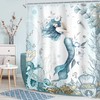 Newsely Mermaid Shower Curtain 72Wx72H Inch Nautical Blue Sea Ocean