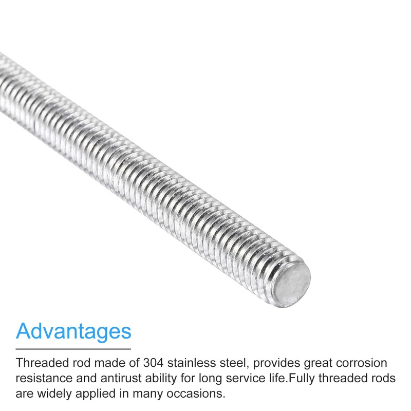 sourcing map Fully Threaded Rod 5/16"-18 UNC Thread Pitch 304