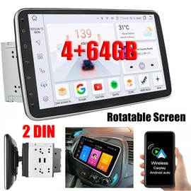 JOYINCAR 2DIN 10.1'' Rotatable Screen Car Stereo Radio GPS Wifi Carplay For Toyota 4+64GB