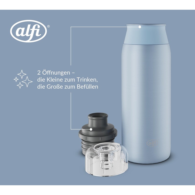 alfi Element Bottle 600 ml, Blue Pastel Matt, Lightweight Stainless