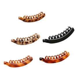 FRCOLOR 5pcs Non- Banana Hair Clips for Women Stylish Clips Glossy Tortoise Shell for Thick Hair for Daily Hairstyles and Special Occasions