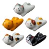5 Pieces Cat Chopstick Rack, Cute Cartoon Ornaments, Ceramic Cat