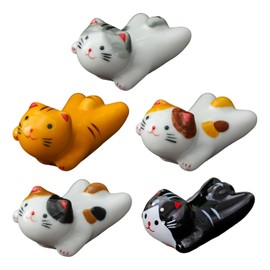 5 Pieces Cat Chopstick Rack, Cute Cartoon Ornaments, Ceramic Cat Ornaments, Japanese Decorations, Interesting Chopstick Rack, Home Decoration