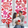 CUUSNNY Valentines Window Clings,Double-Sided Red Pink Hearts Happy Valentine's Day