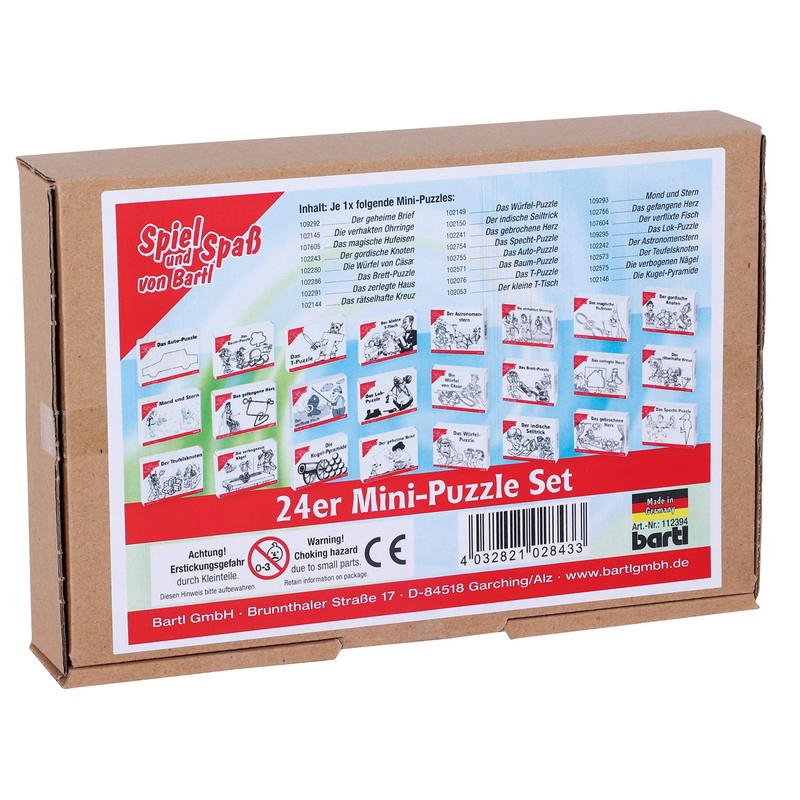 Bartl 112394 Wooden Puzzle Games Set 24 Mini Puzzles, Perfect
