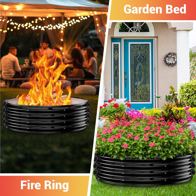 36 Inch Fire Pit Ring for Outside, Heavy Duty High