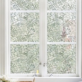 Heroad Window Privacy Films Frosted Glass Window Film for Glass Door Home and Office Stained Glass Window Peel and Stick Window Film for Front Door Bathroom Decorative Frosting Cover Vinyl 17.3"x98.4"