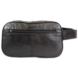 Mens Super Soft Nappa Leather Toiletries Travel Holiday Over Night Weekend Wash Bag