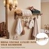 24" Vintage Style Brass Foldable Towel Rack with Hook, Gold
