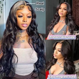 20 Inch V Part Wig Human Hair Wigs for Women 12A Body Wave V Part Wig No Lace Upgrade U Part Human Hair Wig Full Head Clip in Half Wig V Shape Wigs Glueless No Sew in Beginner Friendly Natural Color