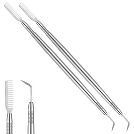 2 PCS 2 in 1 Lash Lift Tools with Comb, Eyelash Lift Tool Stainless Steel Metal Lash Perm Lifts Rods Lashes Separator Tool with Separating Comb Lashs Lifts Rods for Lashs Extensions Supplies (Silver)