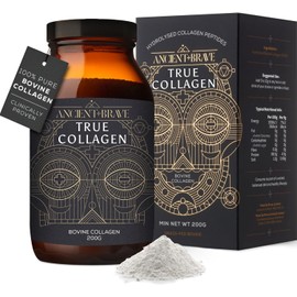 Ancient + Brave True Collagen 200g - Grass-Fed Bovine Collagen Powder - 100% Hydrolysed Collagen Peptides (Type 1) High Protein Supplements for Women - Fasting, Beauty, Keto - Skin, Hair & Nail Health