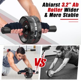 Abiarst Abiarst Ab Roller Wheel, Abs Workout Equipment for Abdominal & Core Strength Training, Home Gym Exercise Wheels for Men Women, with Knee Pad Accessories