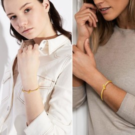 Simple Knot Cuff Bracelets for Women Boho Adjustable Tie Bangle 18K Gold Plated Jewelry Gift for Girlfriend Wife Daughter