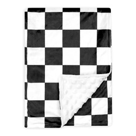 DILIMI Baby Blanket, Soft Warm Baby Blanket for Girl and Boy, Toddler Baby Newborn Plush Dot Blanket for Nursery Stroller Infant Crib Blanket Unisex (40×30 in), Black Checkered