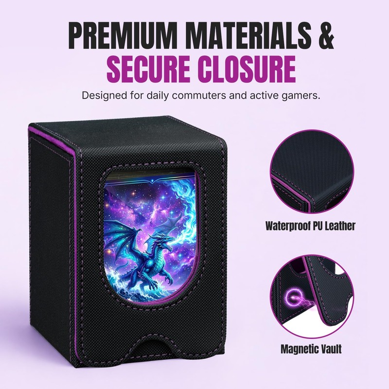 Mcbazel TCG Deck Box with Display Window, 5 Dividers, Holds