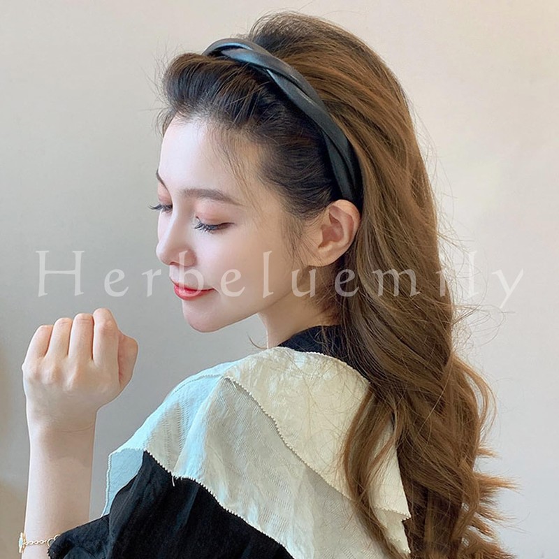 Herbeluemily Headband with Faux Leather, Cross, Twist, Braided Style, Rope