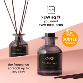SNSE Amber Black Pepper Reed Diffuser Set | 3.38 oz Scent Fragrance Oil Diffuser for Bedroom, Bathroom, Home Décor and Gift, Decorative Air Fresheners with Sticks