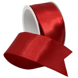 Morex Ribbon Wired Satin Ribbon, 1-1/2 inch by 3 Yards, Red