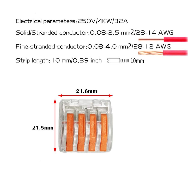CTRICALVER 12pcs Compact Splice Connector, One-Touch Connector Stranded Single Wire
