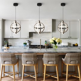 BNHHLZ Modern LED Pendant Light Black Pendant Lights 4000K Dimmable External Glow Height Adjustable Pendant Lighting for Kitchen Island Dining Room Bedroom Living Room Foyer（3-Ring）