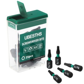 UBESTHS Torx Bit T15, Screwdriver Bits Set 25 Pieces, 1/4 Inch Hex Shank, 25 mm Length with Box