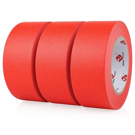 BOMEI PACK Red Painters Tape 2 inch Wide, 3 Rolls Red Masking Tape 2 inch x 60 Yards (180 Total Yards) Residue-Free Painting Tape for Labeling, DIY Crafting, Decoration and School Projects