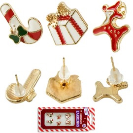 Xmas Metal Ear Piercing 3Pairs | Holiday Stud Earrings Jewelry Set for Women Girls | Ear Accessories Xmas Gifts for Kids and Adults