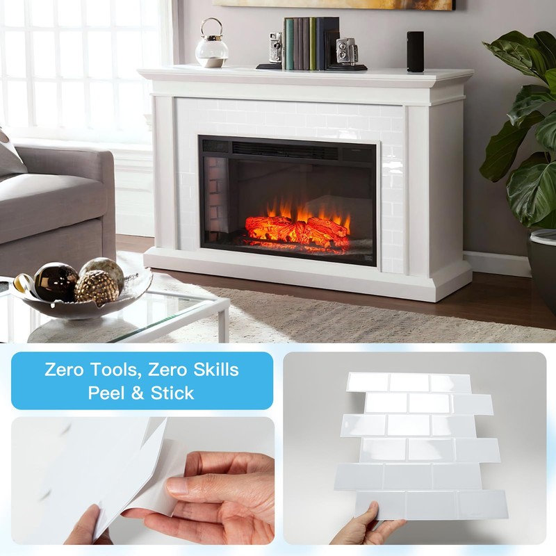 Art3d Peel and Stick Backsplash Tiles – 12"x12" White Washed