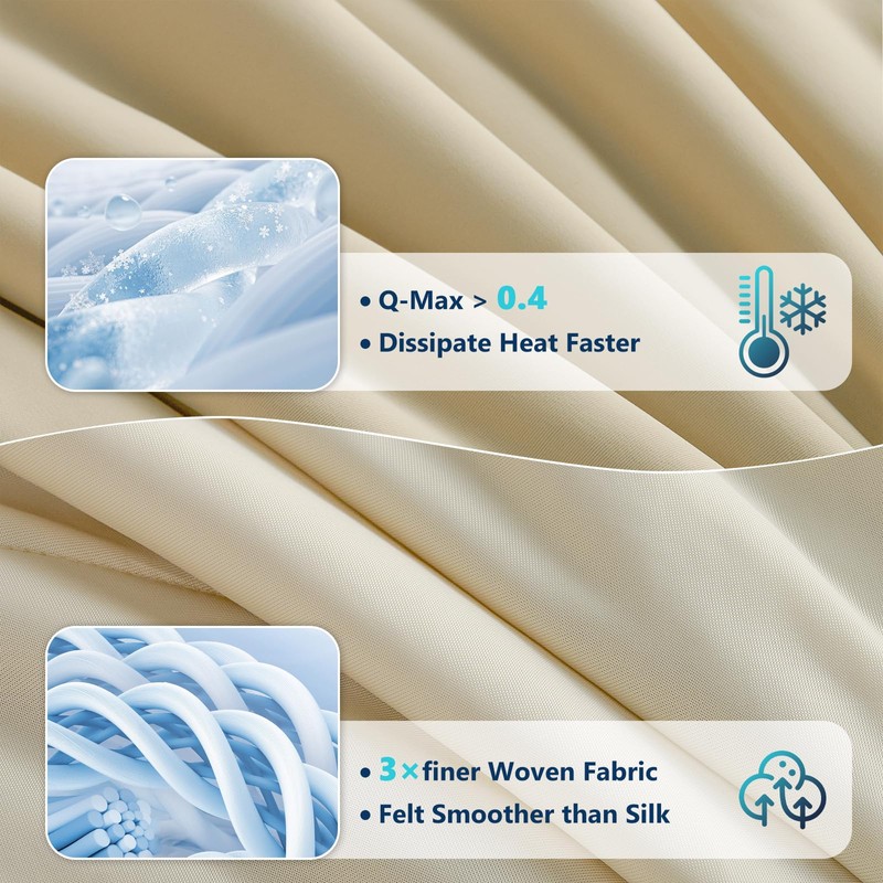 Quataly Cooling Comforter Set with Sheets&Pillowcase,Cooling Blanket for Hot Sleeper