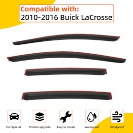 PLDDE 4pcs Out-Channel Smoke Tint Rain Guard compatible with compatible with 2010-2016 LaCrosse Tape-On Vent Deflector Window Visors Car Accessories