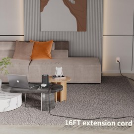 Long Surge Protector Power Strip 16 FT Cord, PD20W USB C Power Strip Tower with Night Light, Extension Cord with Multiple Outlets with 4 USB Ports, PASSUS Charging Station Home Office Essentials Black