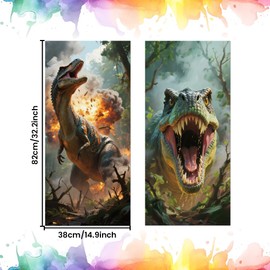 ANATTASOUL 2 Sheets Wheelie Bin Stickers Dinosaur and Forest Waterproof Dustbin Decor, 14.9"x 32.2" Adhesive Large Decal for Bins, Fridge, Wall Outdoor, Indoor Decoration