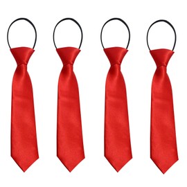 FUIPVGI Pack of 4 Children's Tie, Boys' Tie, Pre-tied with Elastic, Tie Red with Flexible Elastic Band for Boys Girls Graduation Wedding Show, red