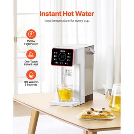 VEVOR Instant Hot Water Dispenser, Countertop Boiling Water Dispenser with Adjustable 6 Temperatures & 7 Water Volumes, 101oz Removable Water Tank, Quick Heating with Touchscreen & Child Lock for Home