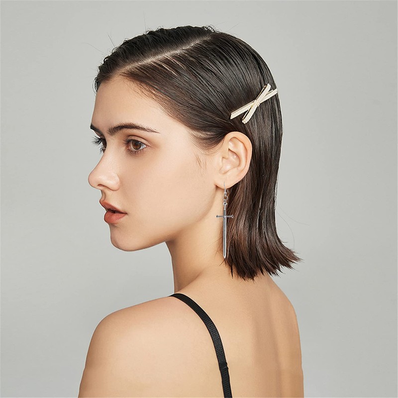 WUWEIJIAJIA Unique Retro Gothic Long Sword Hook Earrings Vintage Silver