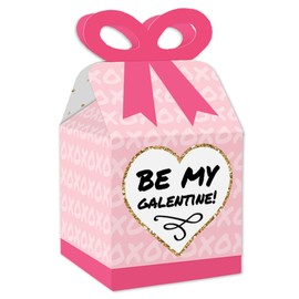 Big Dot of Happiness Be My Galentine - Square Favor Gift Boxes - Galentine’s & Valentine’s Day Party Bow Boxes - Set of 12
