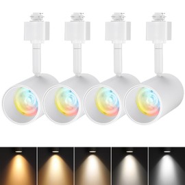 LEONLITE 8.5W LED Track Lighting Heads, H Type Track Light Heads, 45° Dimmable Track Lighting Fixture Ceiling, CRI90 Spotlight Fixture, 2700K/3000K/3500K/4000K/5000K Selectable, Matte White, Pack of 4