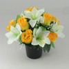 Yellow Rose and Lily Artificial Flower Grave/Memorial Arrangement